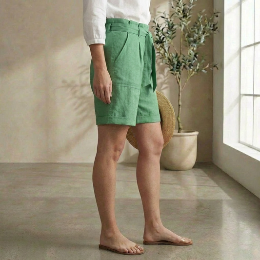 Vanja - Tie-Waist Linen Shorts