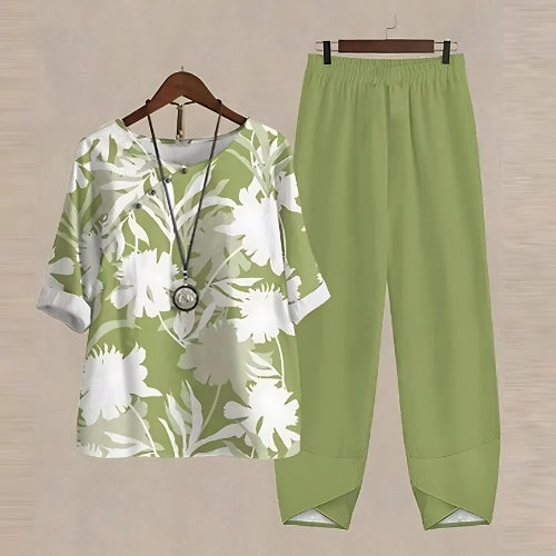 Raquel - Relaxed Printed Top and Pants Two-Piece Set