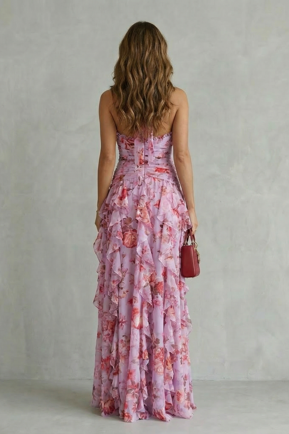 Eliora | Floral Halterneck Ruffle Maxi Dress