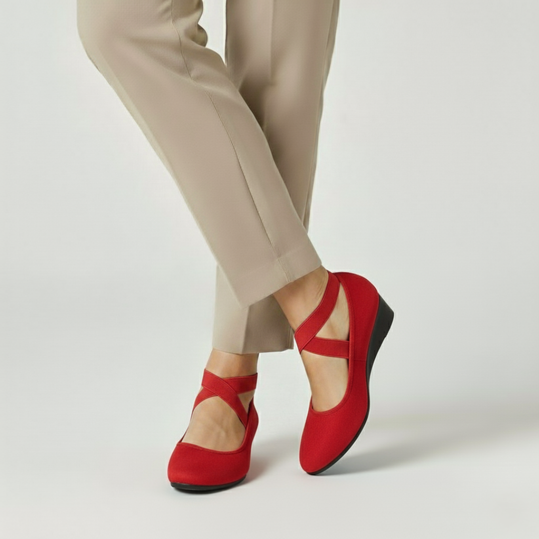 Dalida | Cross Strap Wedge Ballet Shoes