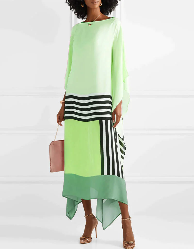Shraddha | Striped Patchwork Kaftan Midi Dress