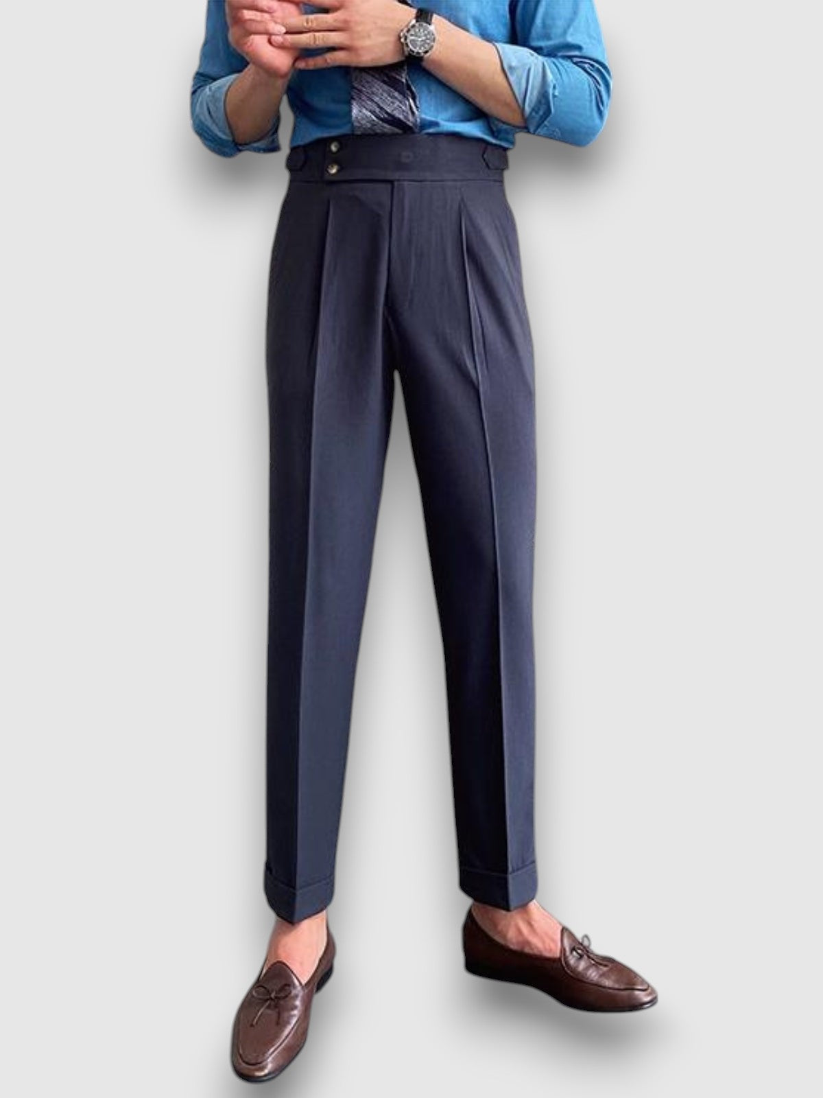 Flurin | Pleated High Waist Formal Trousers