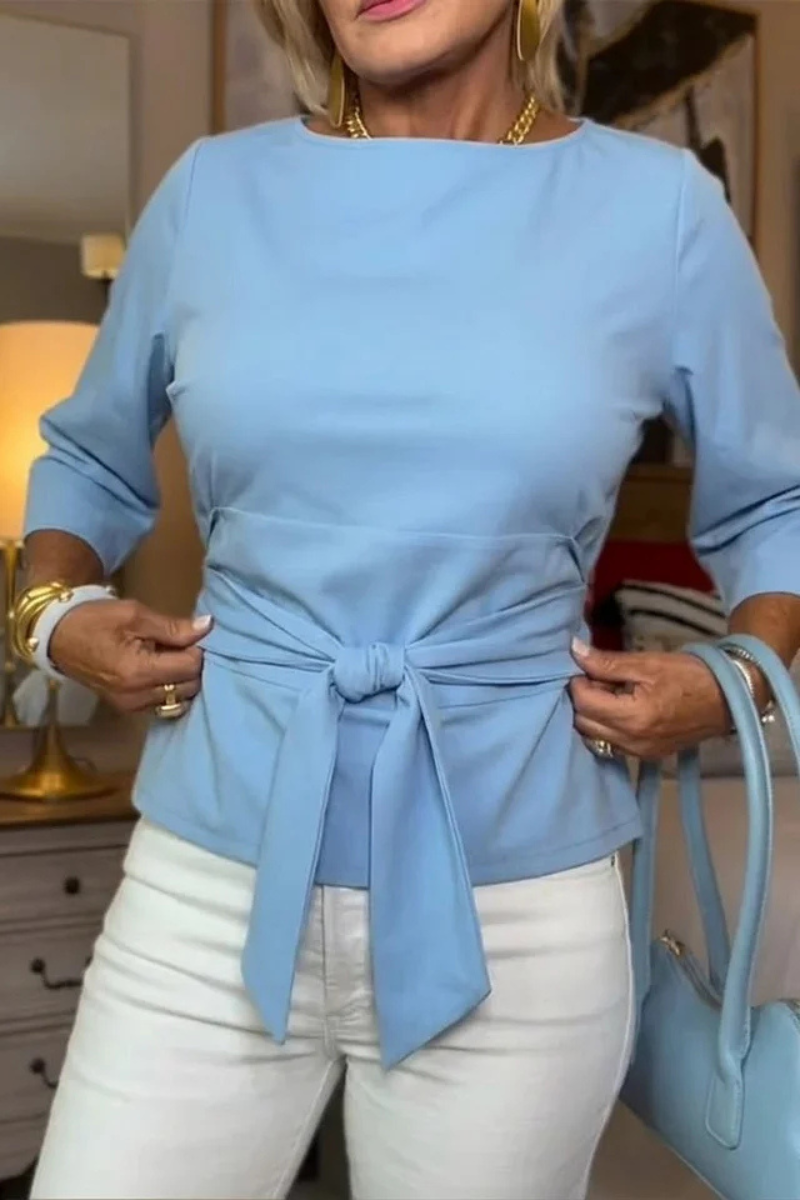 Shaniera | Tie Waist Three Quarter Sleeve Top