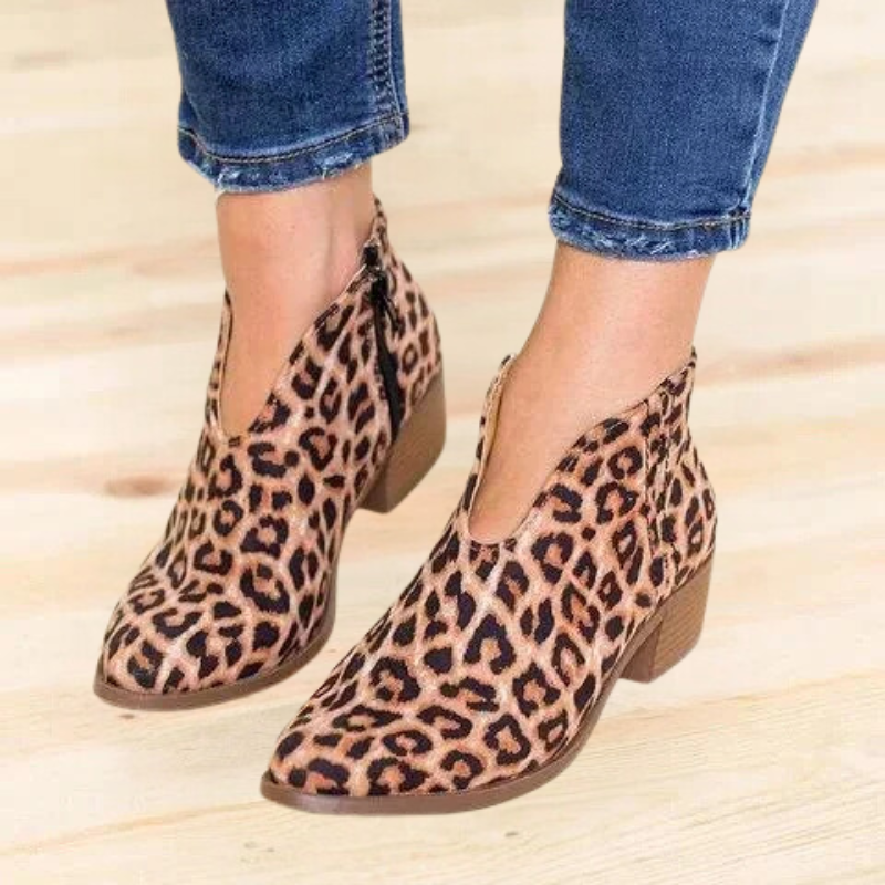 Philomena | Pointed Toe Ankle Boots Block Heel