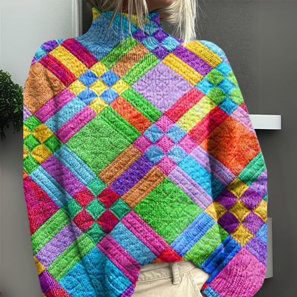 Rasha | High Neck Printed Knitted Jumper