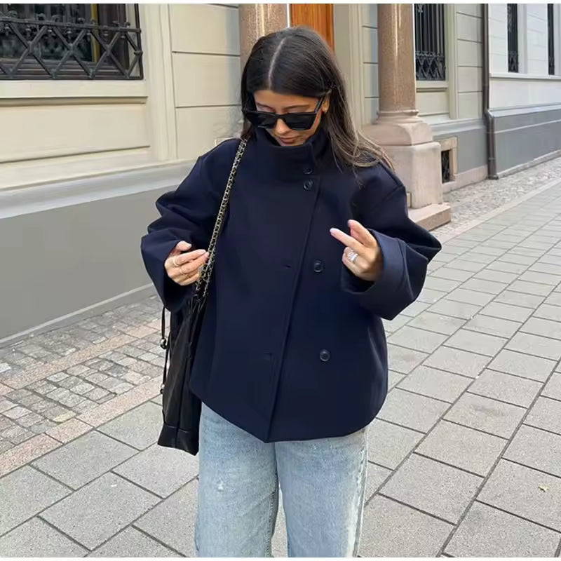 Georgina | Long Sleeve Button-Front Jacket with Collar