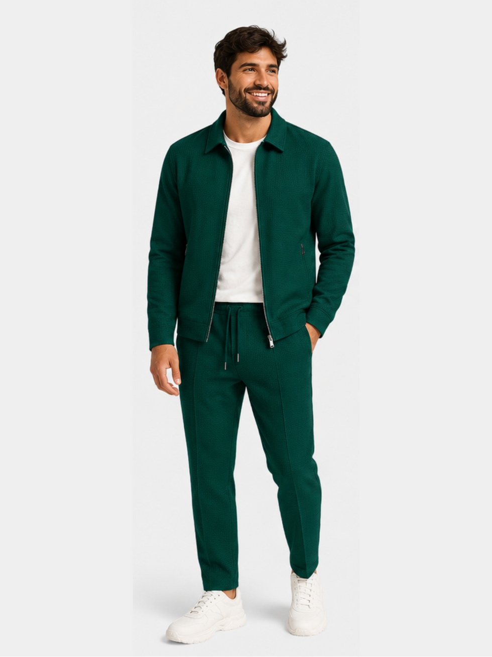 Tobiana | Jacket Trouser Set Textured Zip Front