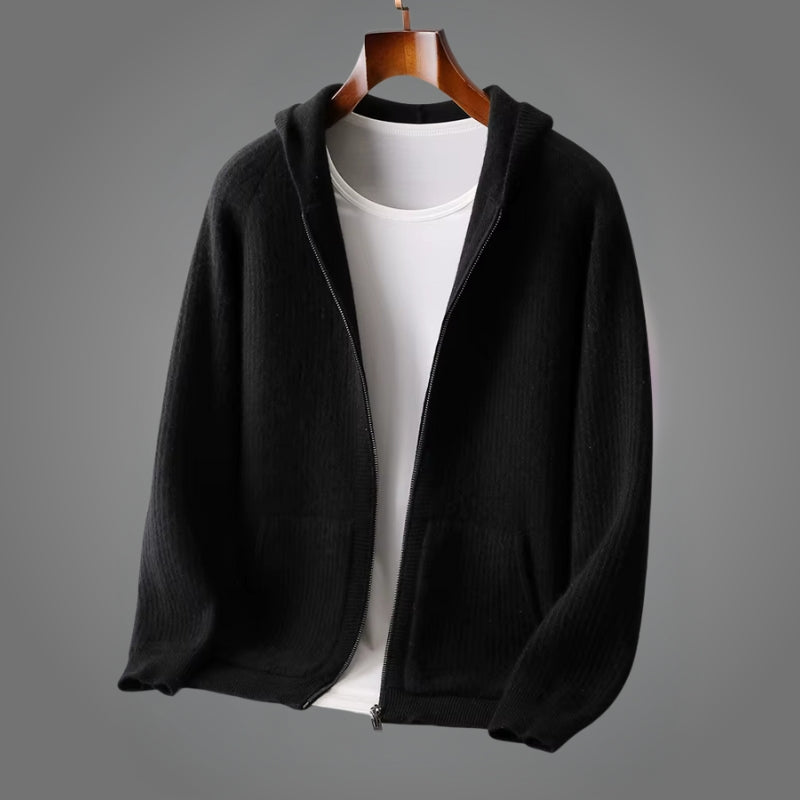 Romain | Hoodie with Ribbed Knit Full-Zip Front