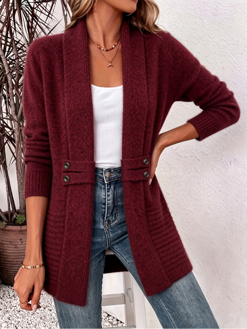 Soffie | Open-Front Long Sleeve Knitted Cardigan