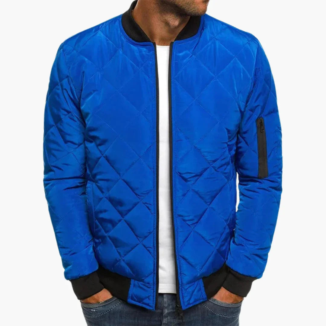 Davidson | Diamond Quilted Bomber Jacket with Zipper