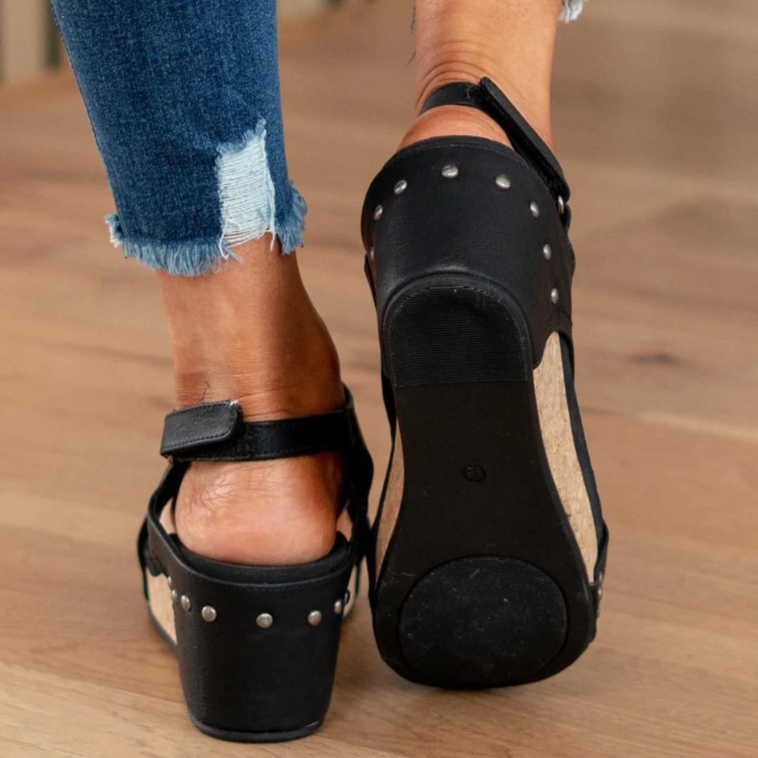 Makrina - Wedge Heel Open Toe Slingback Sandals