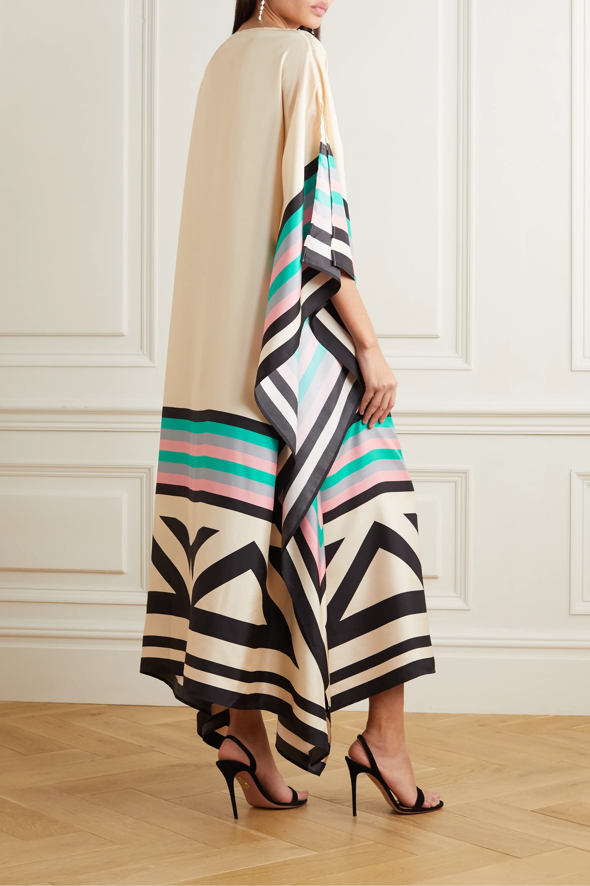 Shraddha | Striped Patchwork Kaftan Midi Dress
