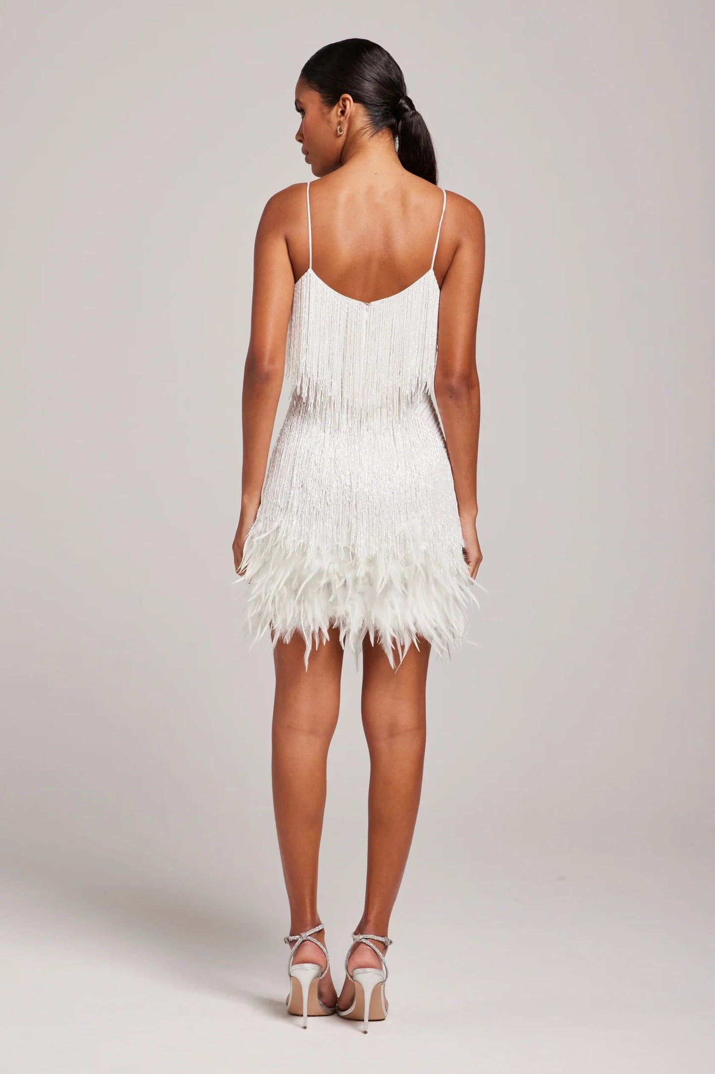 Jemima | Fringe Feather Hem Mini Slip Dress