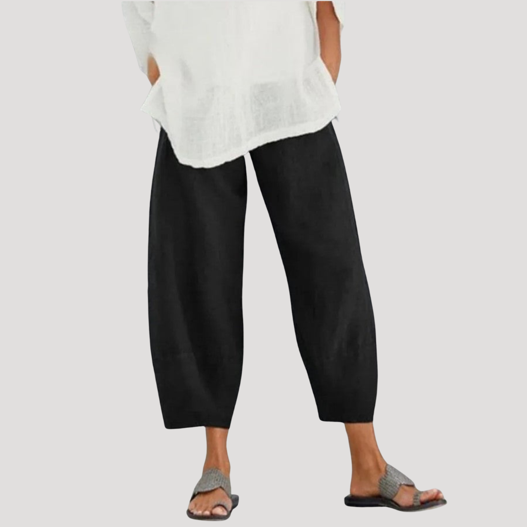 Phyllis | Cropped Barrel Leg Trousers with Relaxed Fit