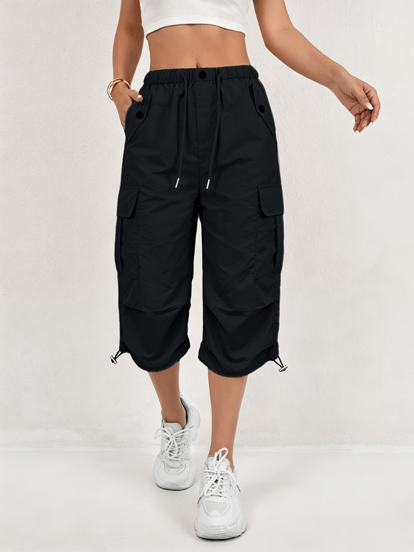 Nanna | Cargo Cropped Trousers With Drawstring Waist