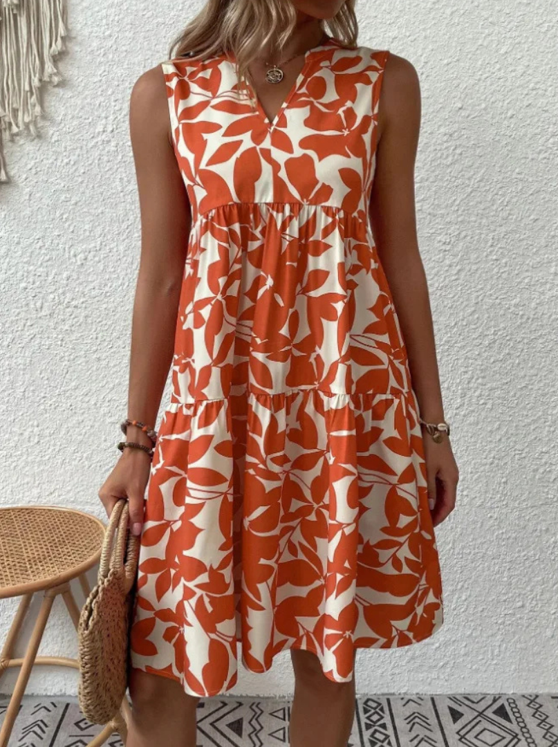 Greysen | Sleeveless Floral Print Tiered Dress