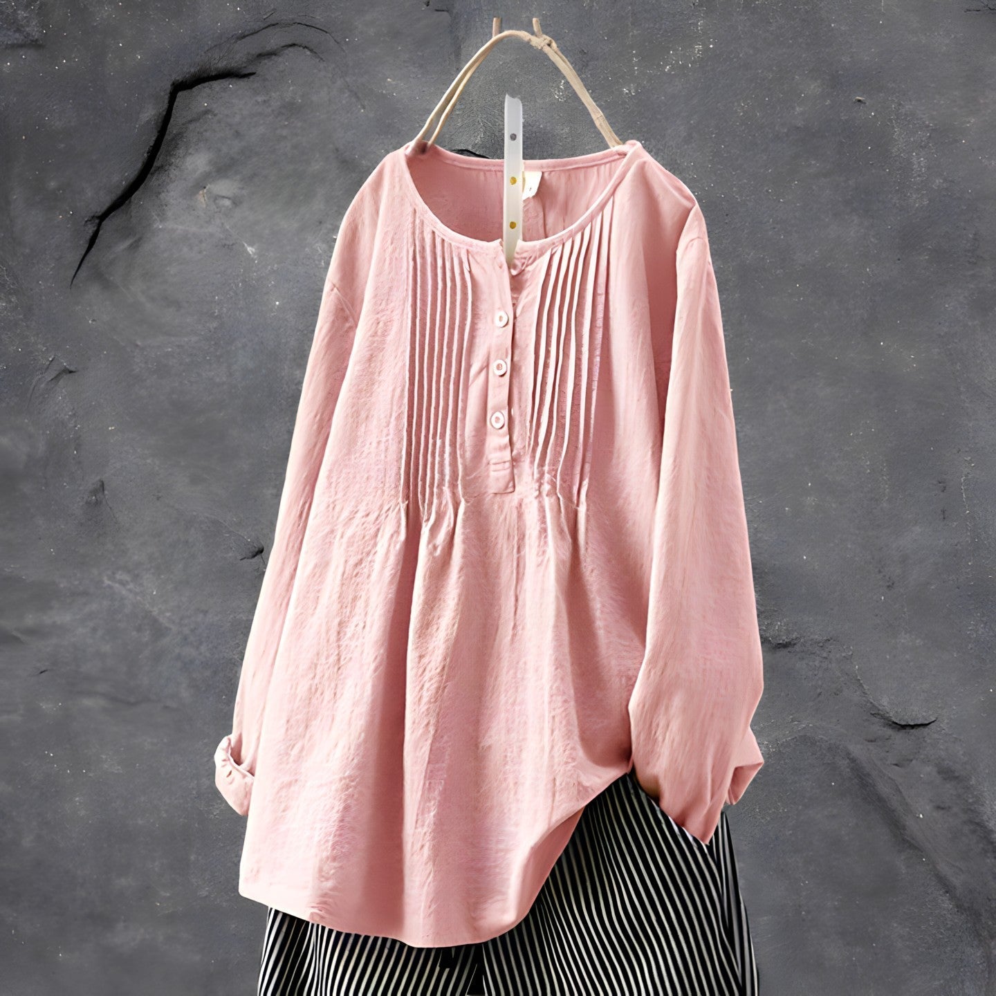 Sabeena | Long Sleeve Pleated Button Blouse
