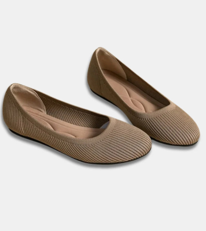 Alfia | Ballet Flats Ribbed Round Toe Slip On