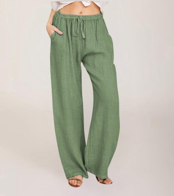 Maialen | Wide Leg Trousers Elastic Waist Drawstring