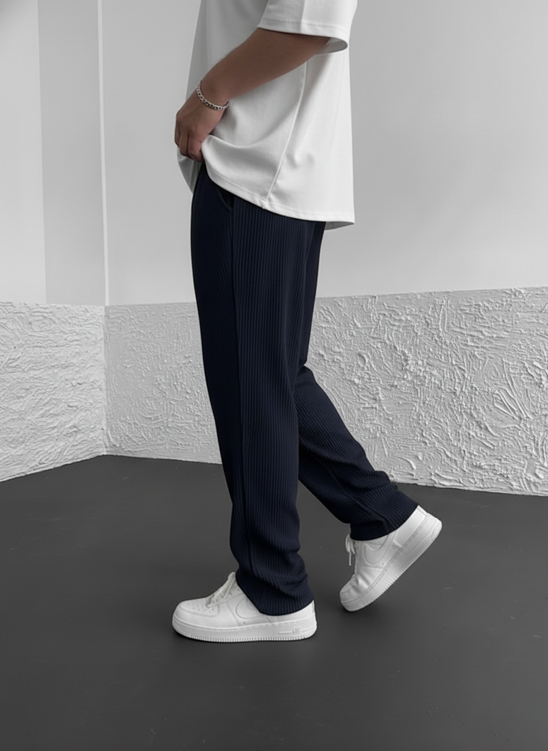 Eliezer | Relaxed Fit Ribbed Drawstring Trousers