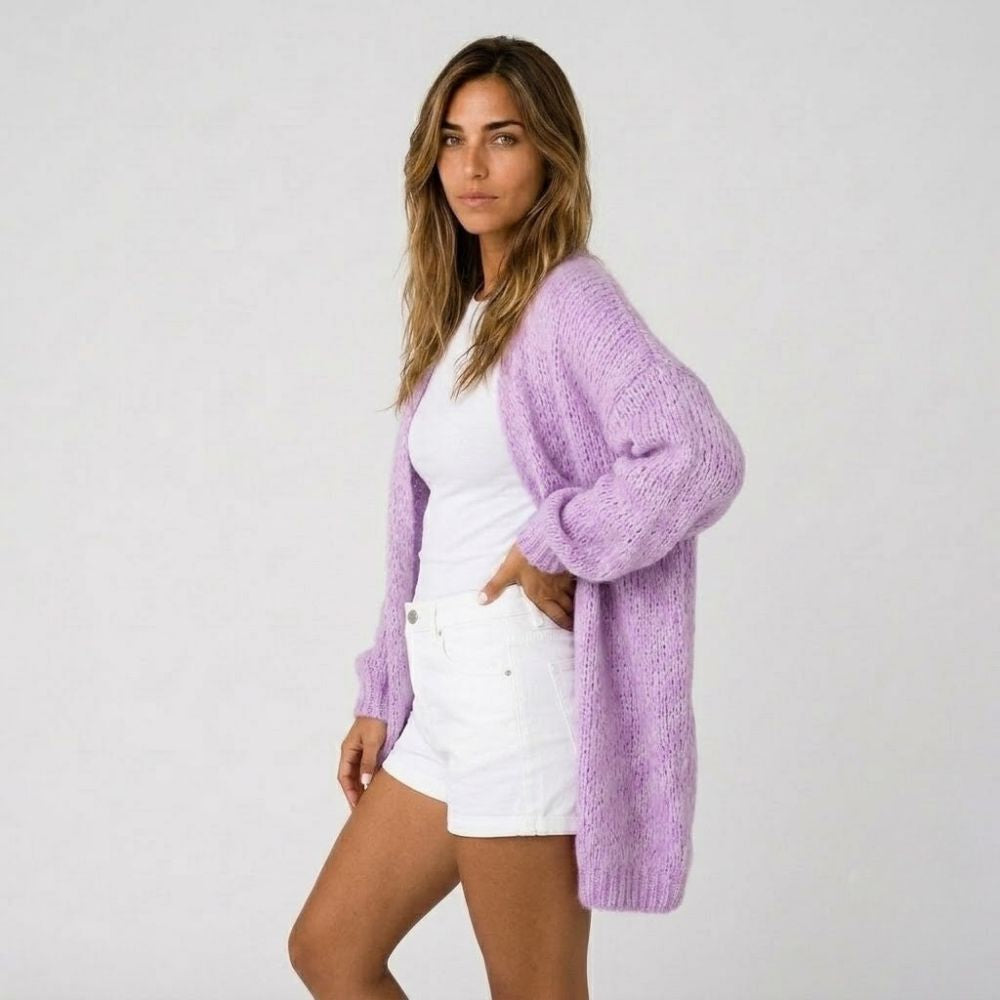 Christie | Open Front Cardigan with Balloon Sleeves
