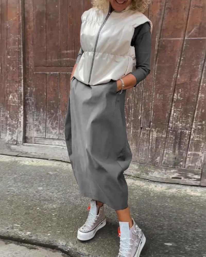 Magdana | Midi Dress Three Quarter Sleeve Plain