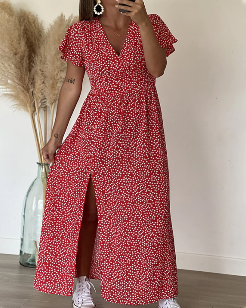 Lucienne | Ditsy Print Wrap Maxi Summer Dress