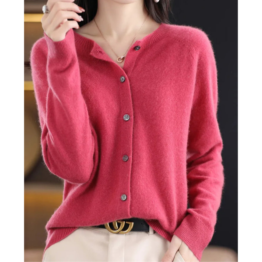 Anne | Cardigan Long Sleeve Crew Neck Button Front