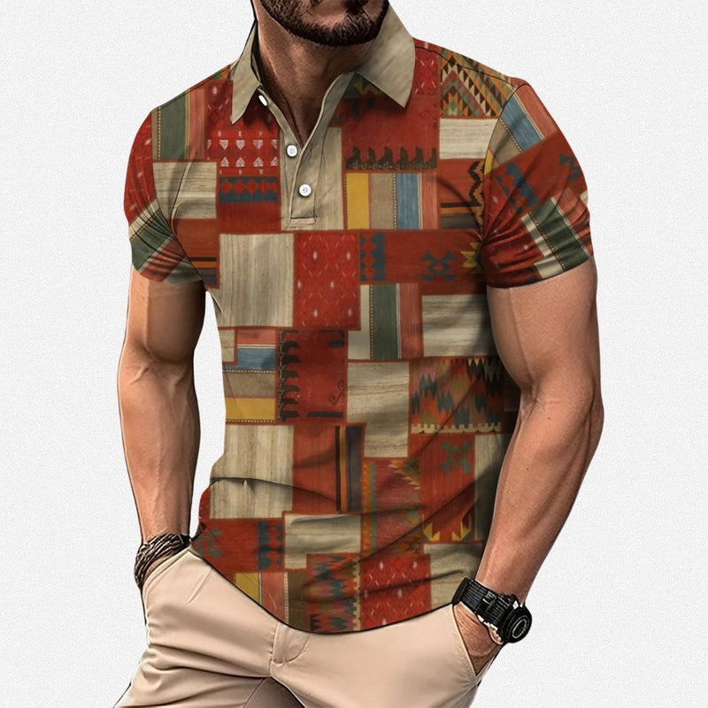Gasan | Colour Block Patchwork Polo Shirt