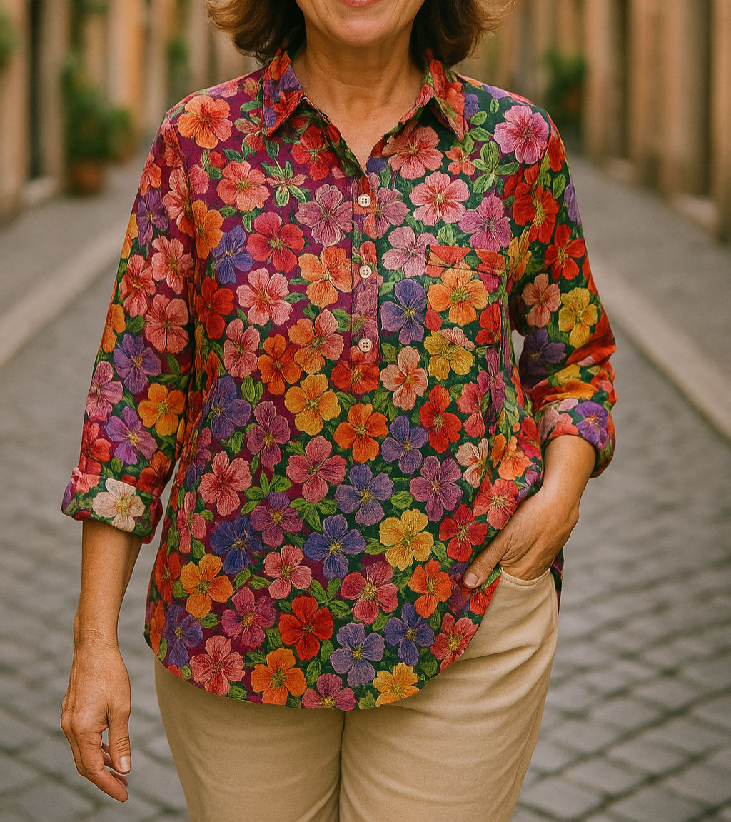 Petra | Floral Print Button Front Shirt Blouse