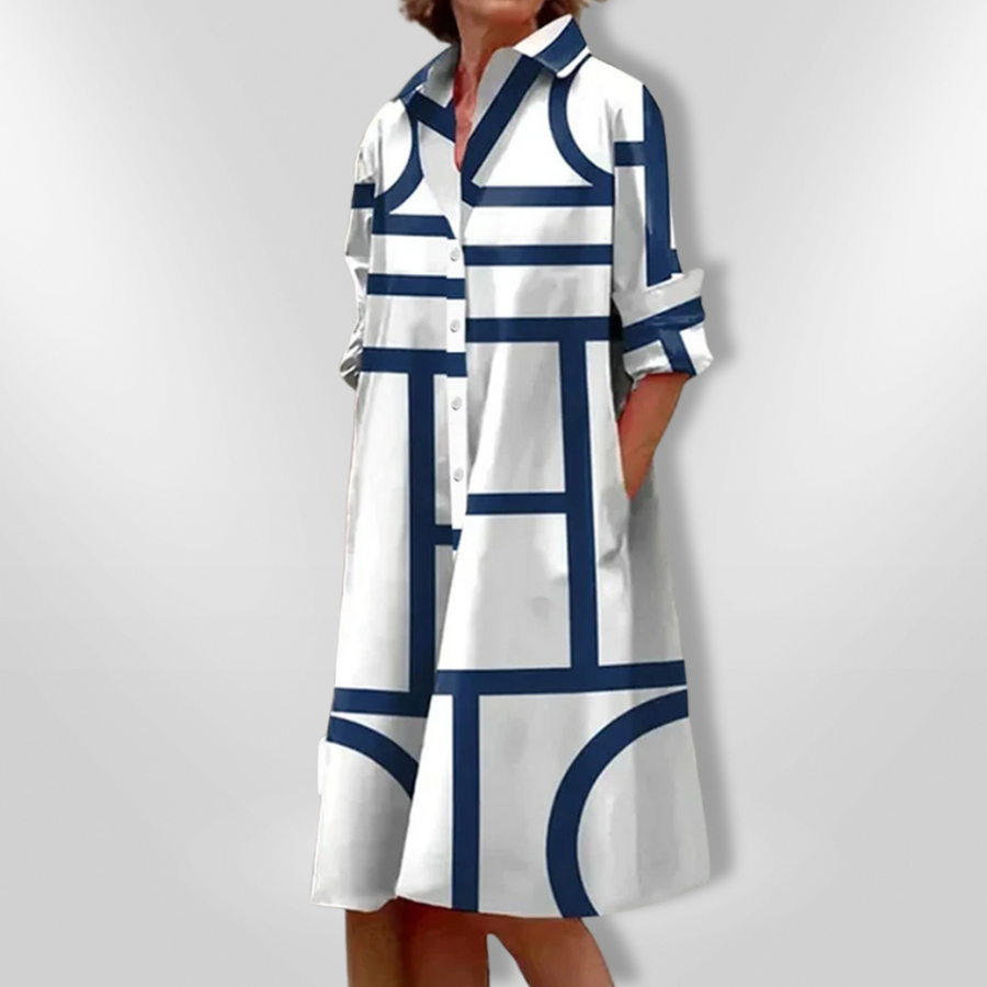 Lynna | Geometric Print Shirt Dress