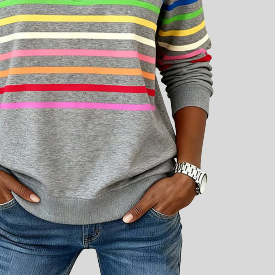 Evelyn | Casual Sweatshirt Long Sleeve Half Zip Striped