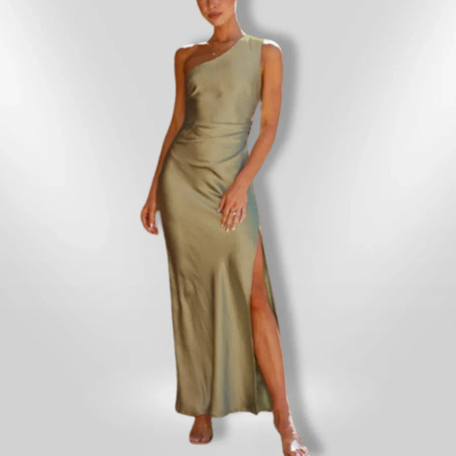 Erminia | One Shoulder Sage Green Maxi Dress
