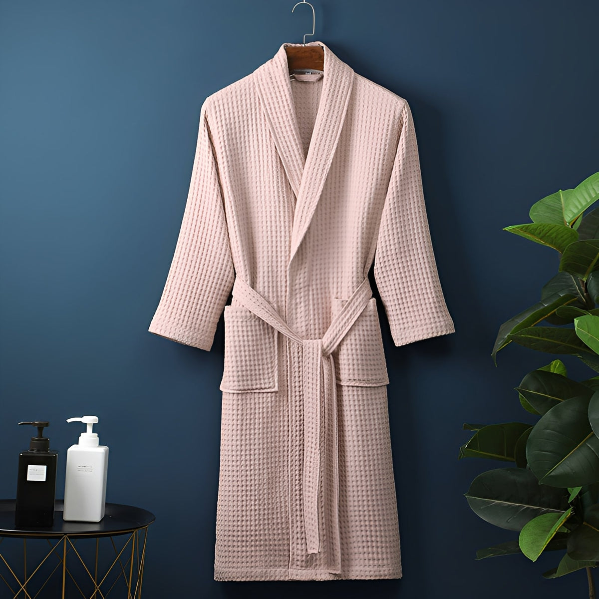Nathan | Waffle Textured Dressing Gown with Tie Belt