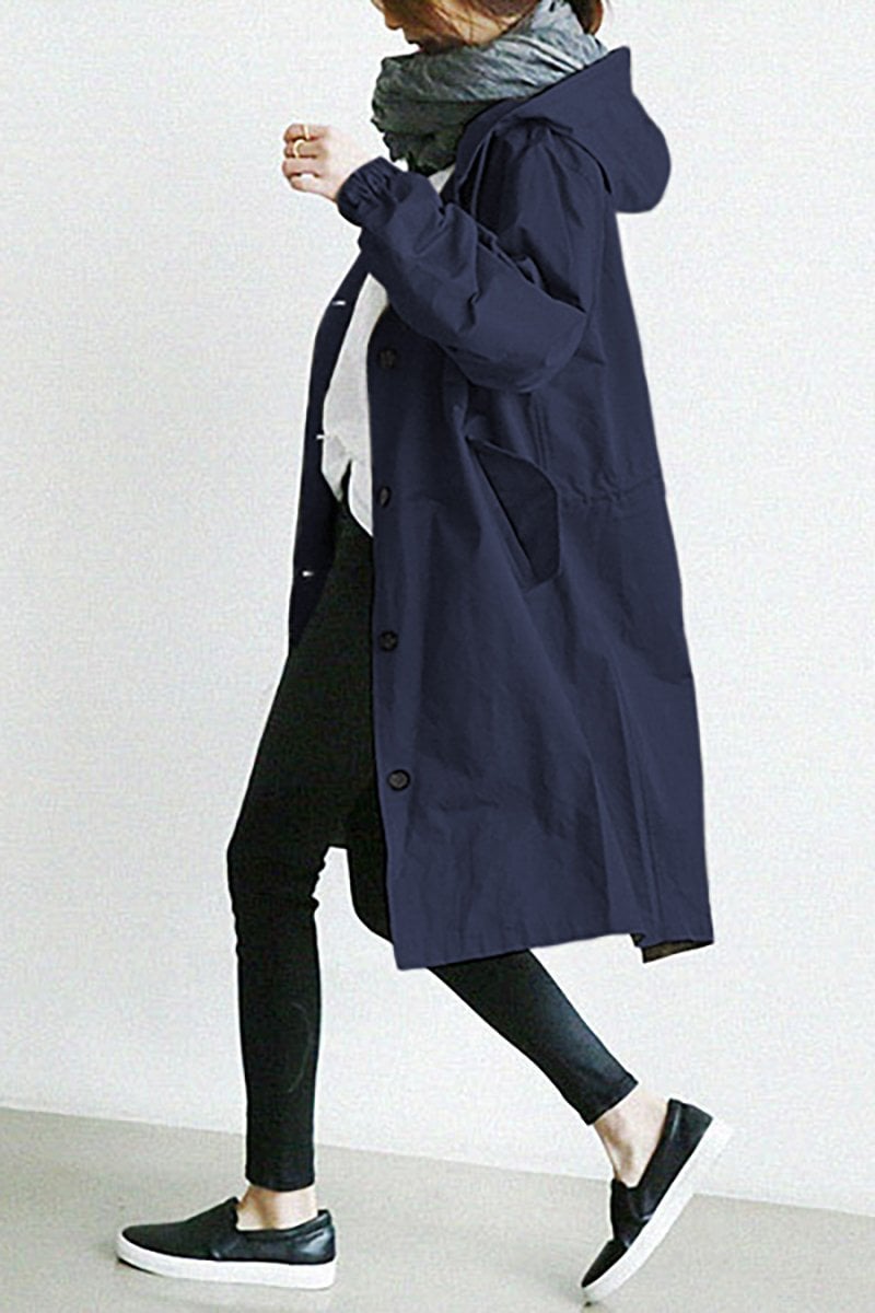 Shauna | Long Hooded Coat with Button Front