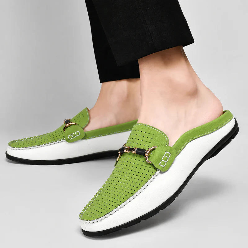 Yerson | Backless Perforated Slip-On Driving Loafers