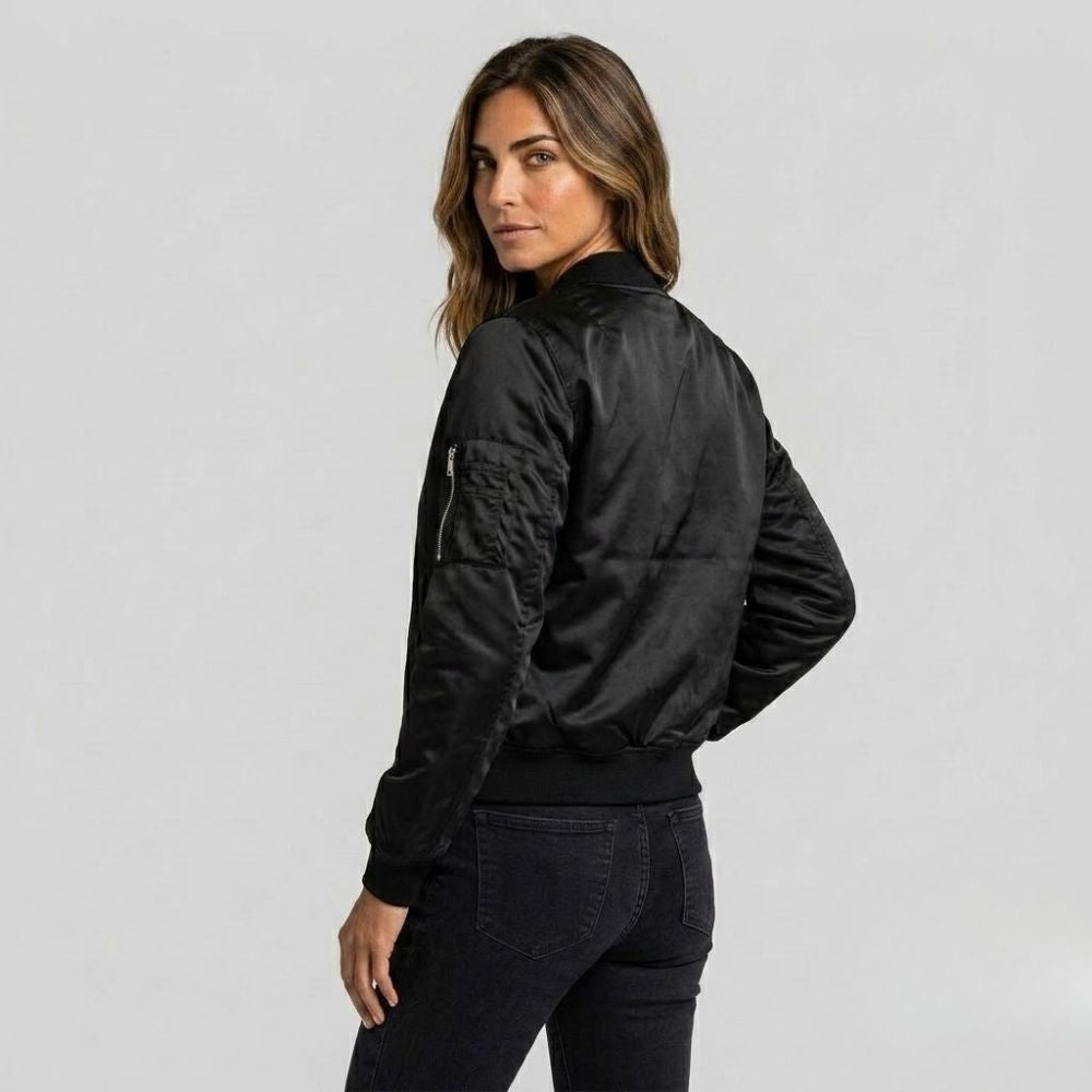 Sheila | Bomber Jacket with Zipper and Ribbed Trim