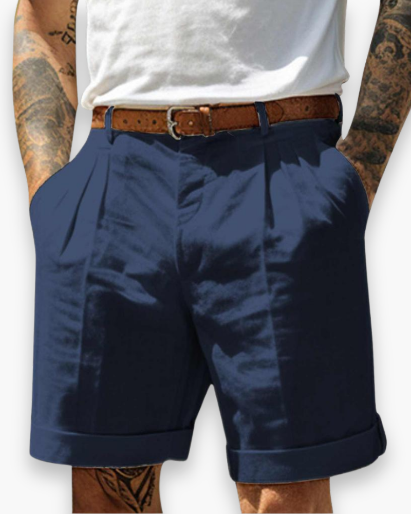 Javaid | Linen Pleated Tailored Shorts