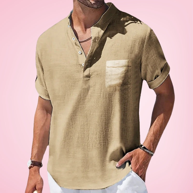Nestor | Short Sleeve Henley Collar Casual Shirt