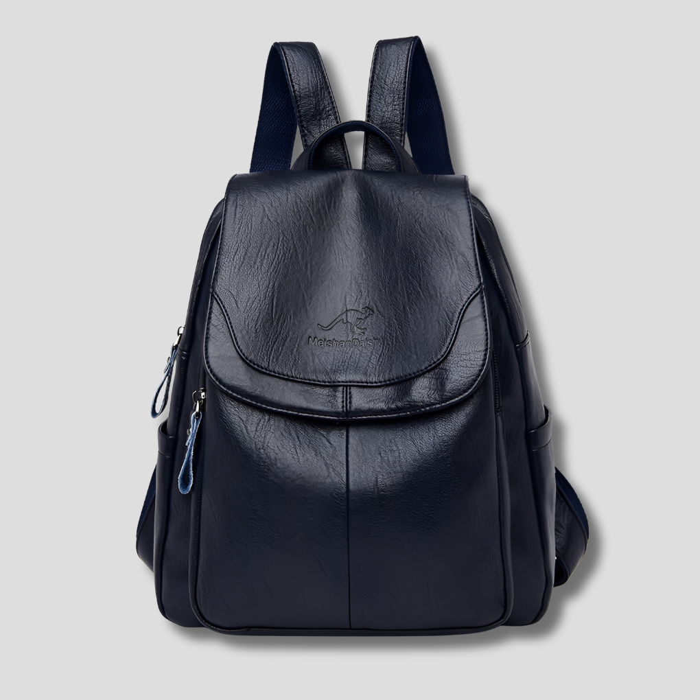 UrbanMuse | Leather Style Backpack with Flap Top