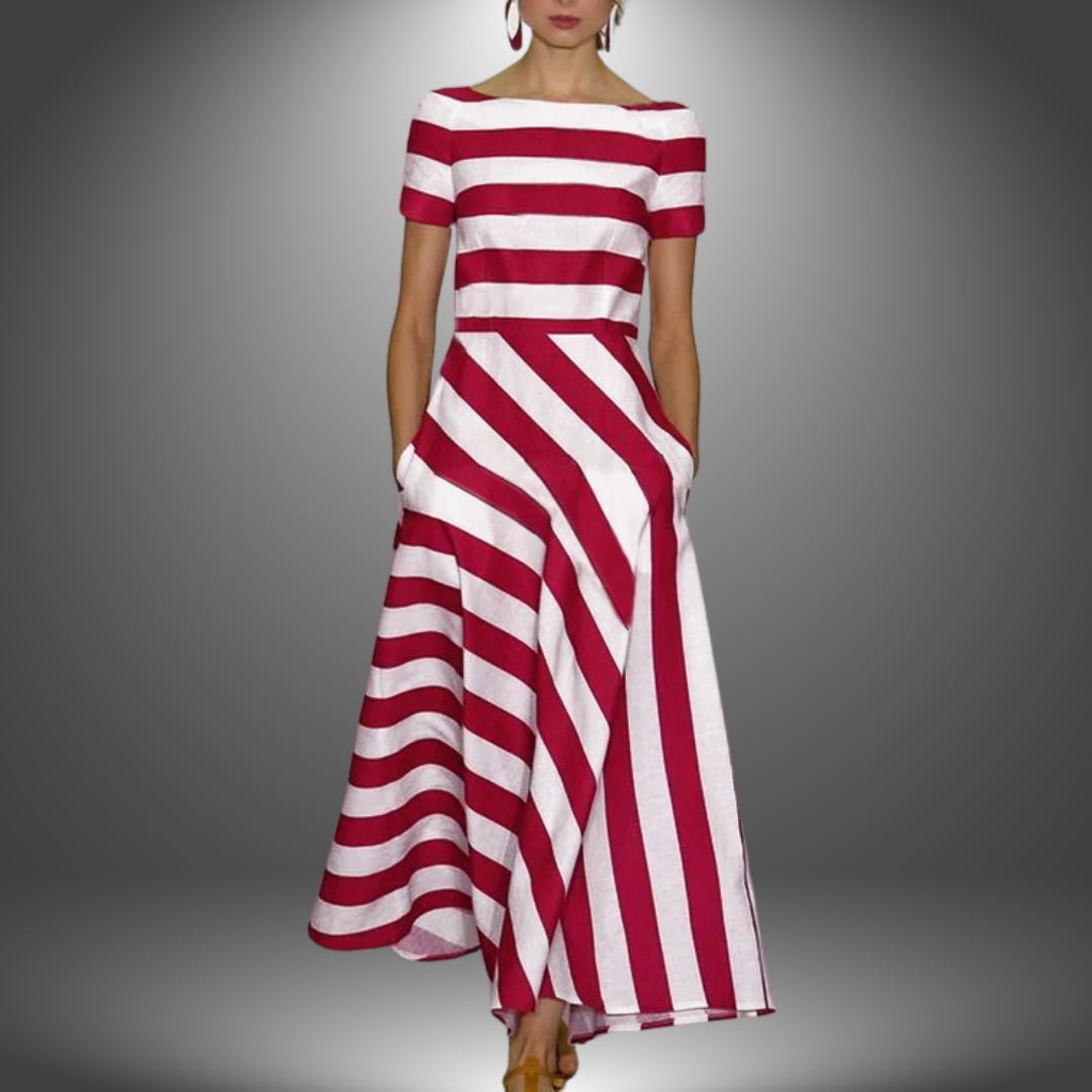 Nicole | Maxi Dress Short Sleeve Striped A-Line