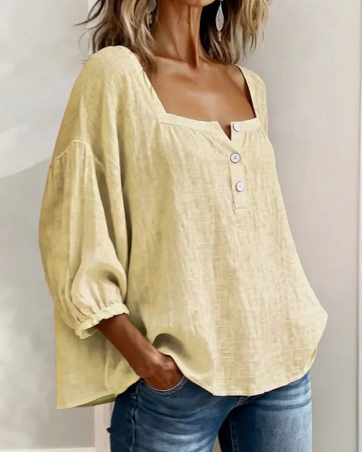 Leontien | Square Neck Button Blouse