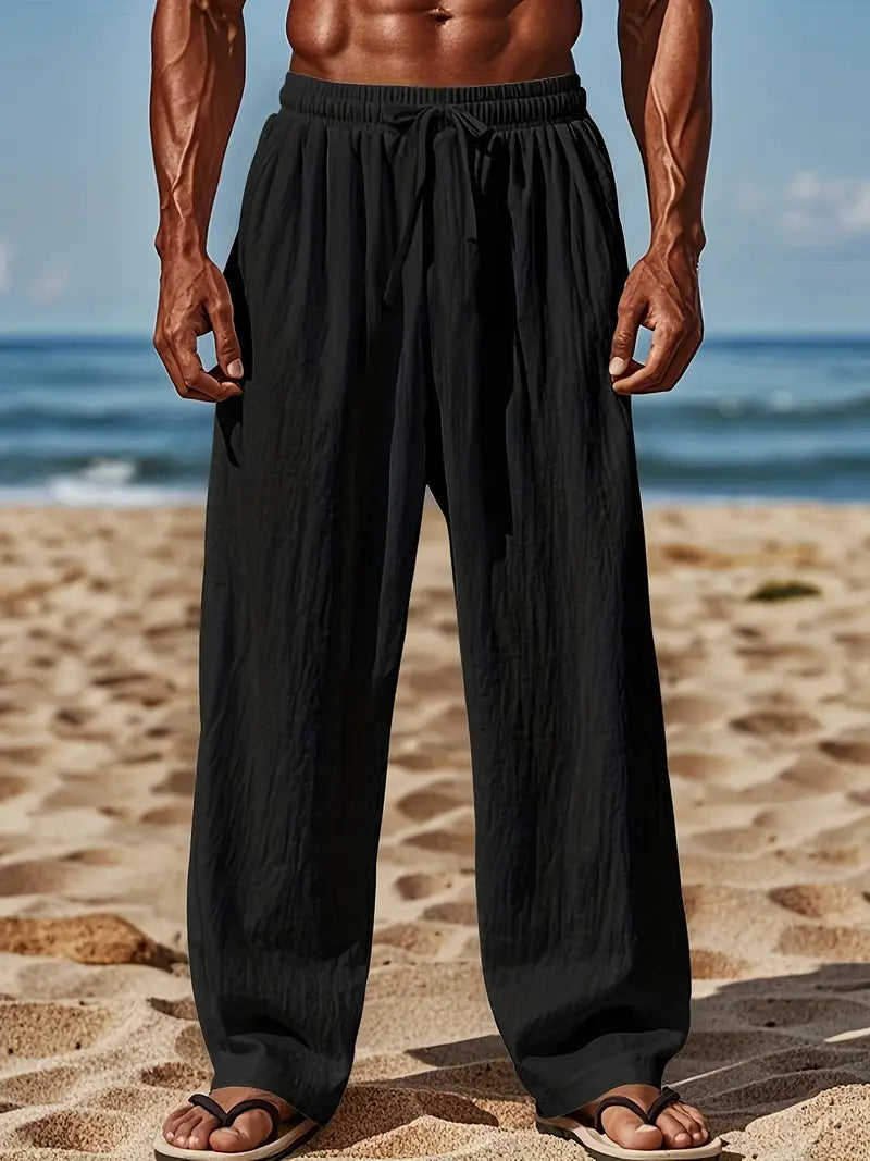 Babaev | Drawstring Wide Leg Linen-Style Trousers