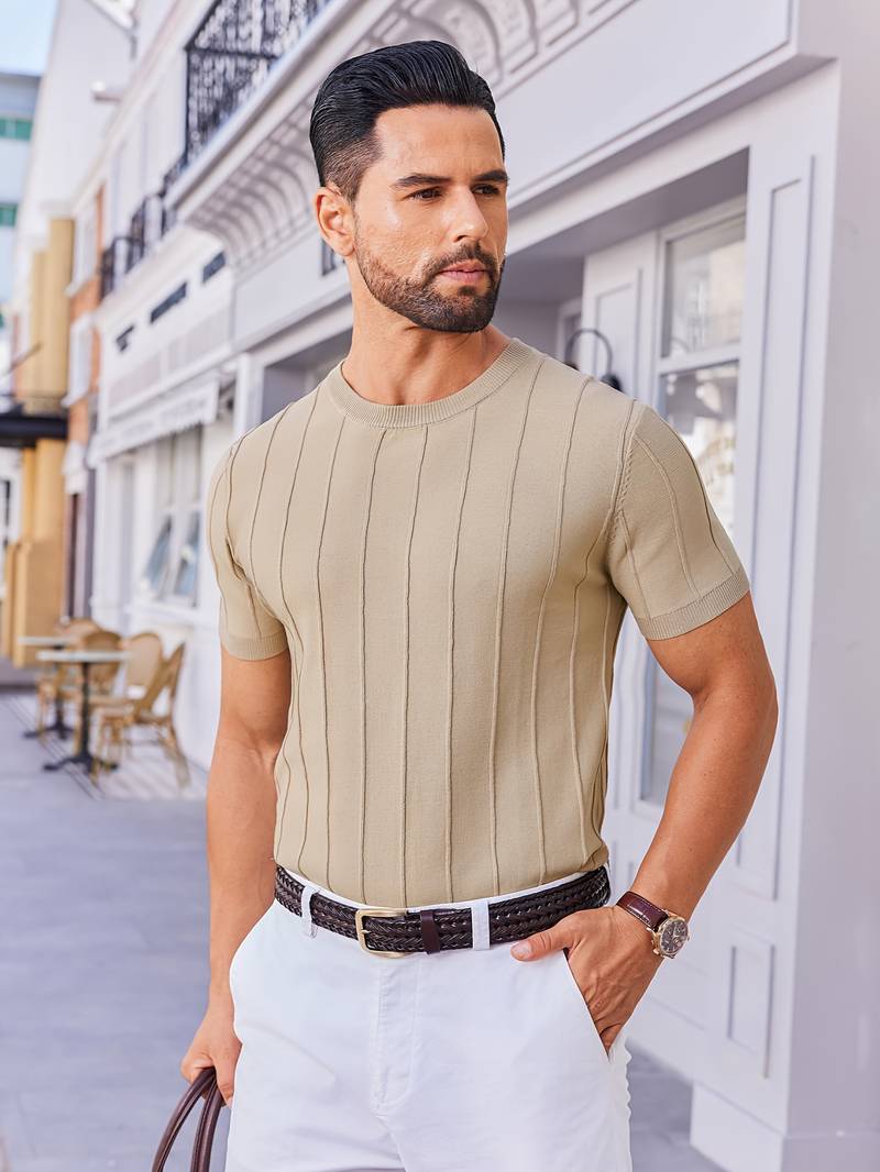 Sang | Knitted Round Neck Textured T-Shirt