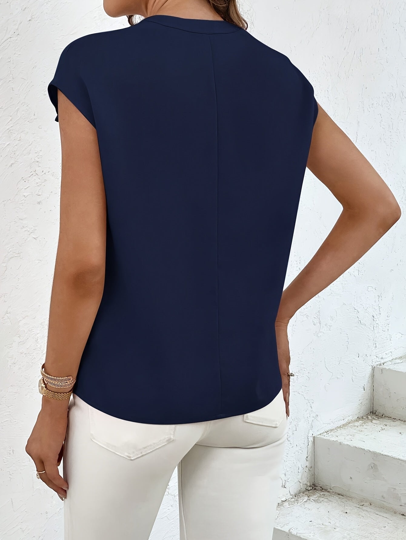 Marquita - Short Sleeve Pocket Button Blouse