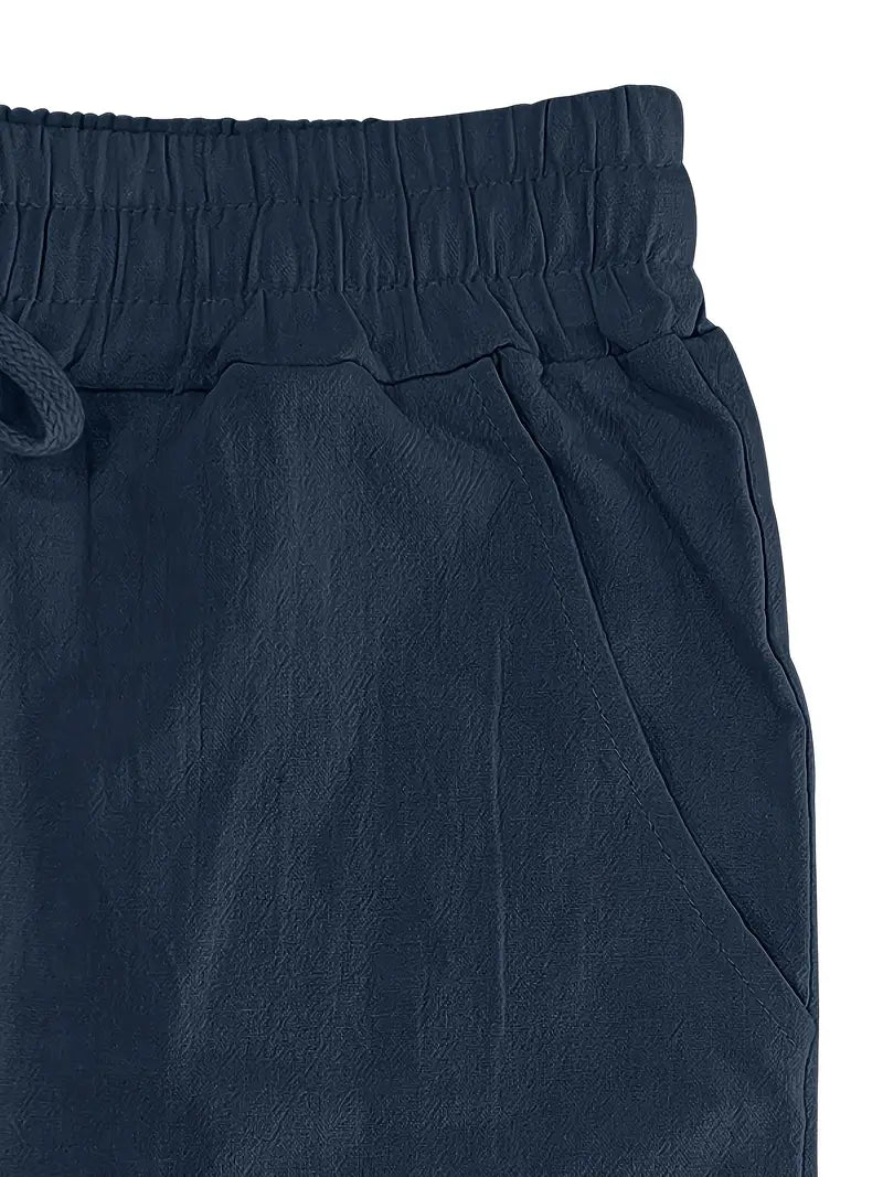Babaev | Drawstring Wide Leg Linen-Style Trousers