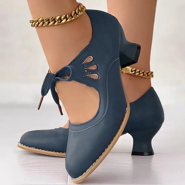 Zydrune | Cut Out Block Heel Court Shoes