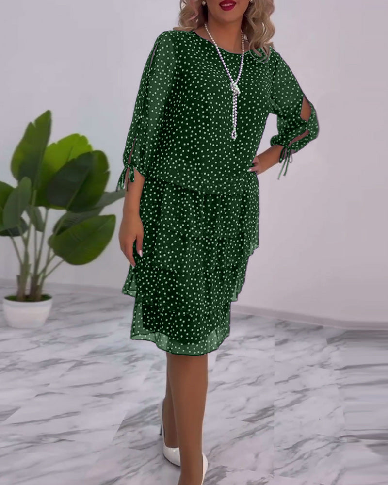 Meirit | Polka Dot Layered Midi Dress