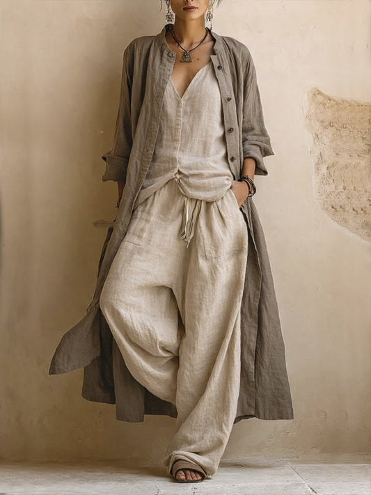 Linnie | Three-Piece V-Neck Wide Leg Set