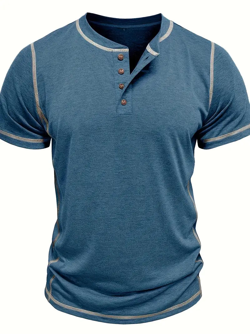 Orazio | Short Sleeve Henley Neck T-Shirt